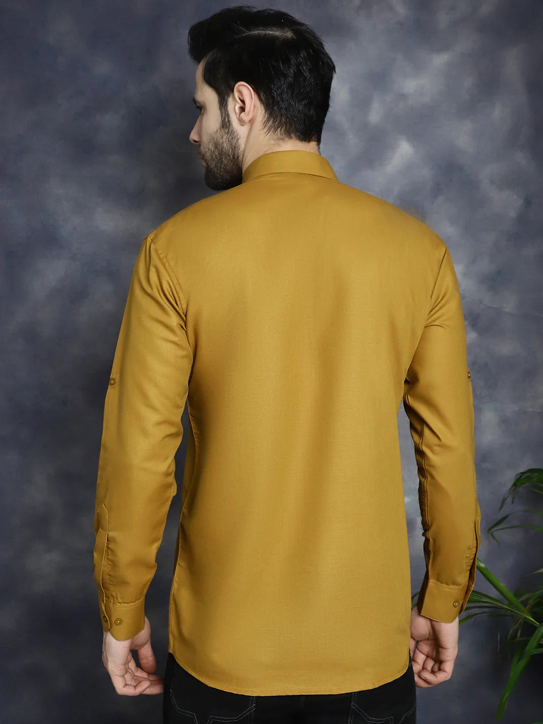 Mustard Mens Kurta - Solid Cotton Indian Kurta for Men - Shop