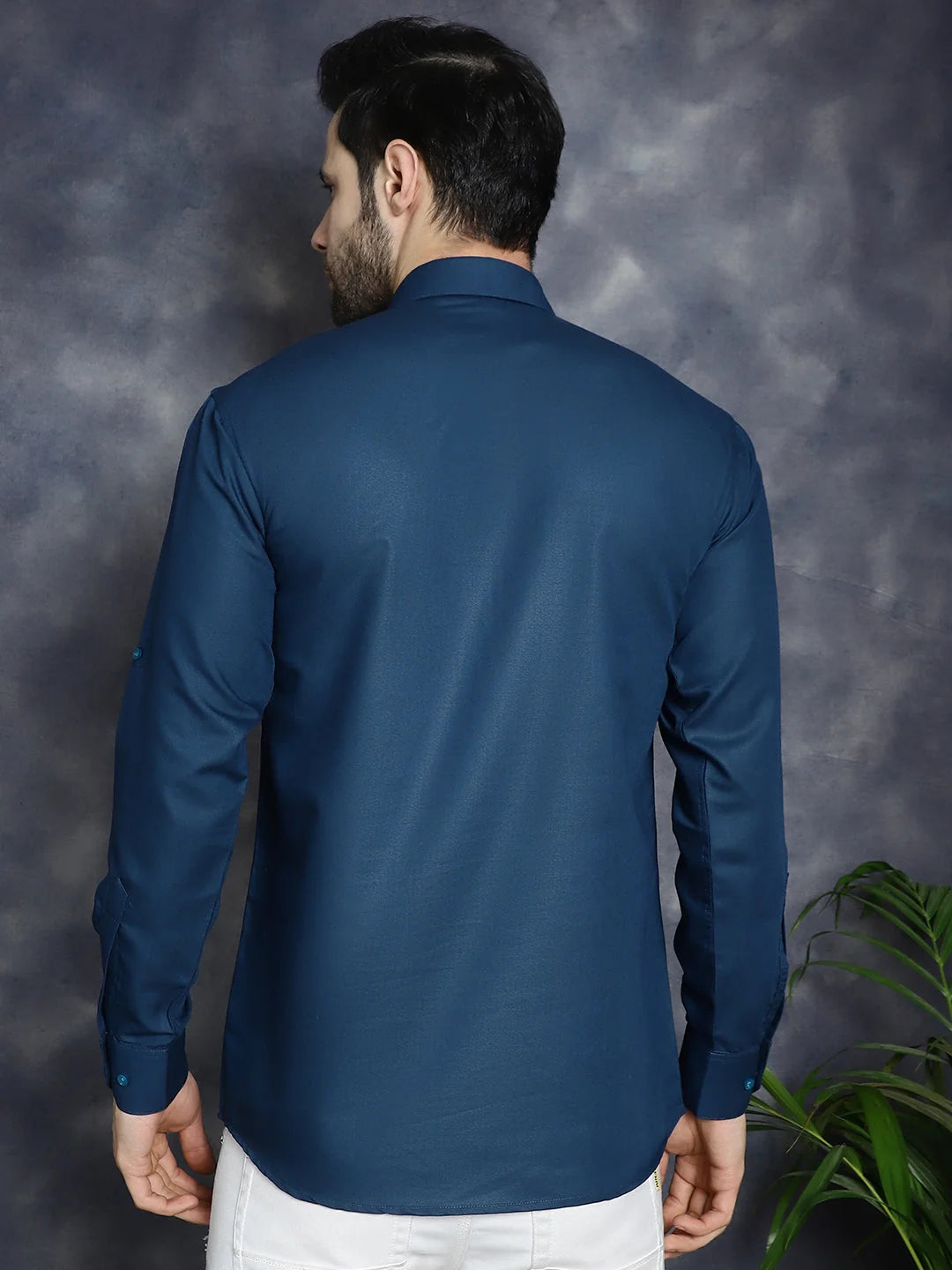 Teal Blue Mens Kurta - Solid Cotton Short Kurta for Men Online