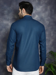 Men's Teal Blue Solid Short Kurtas ( KO 5037Teal )