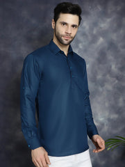 Men's Teal Blue Solid Short Kurtas ( KO 5037Teal )