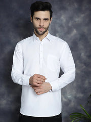Men's White Solid Short Kurtas ( KO 5037White )