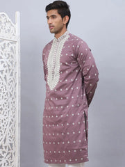 Men's Sequins Embroidered Kurtas-KO-5038Magenta