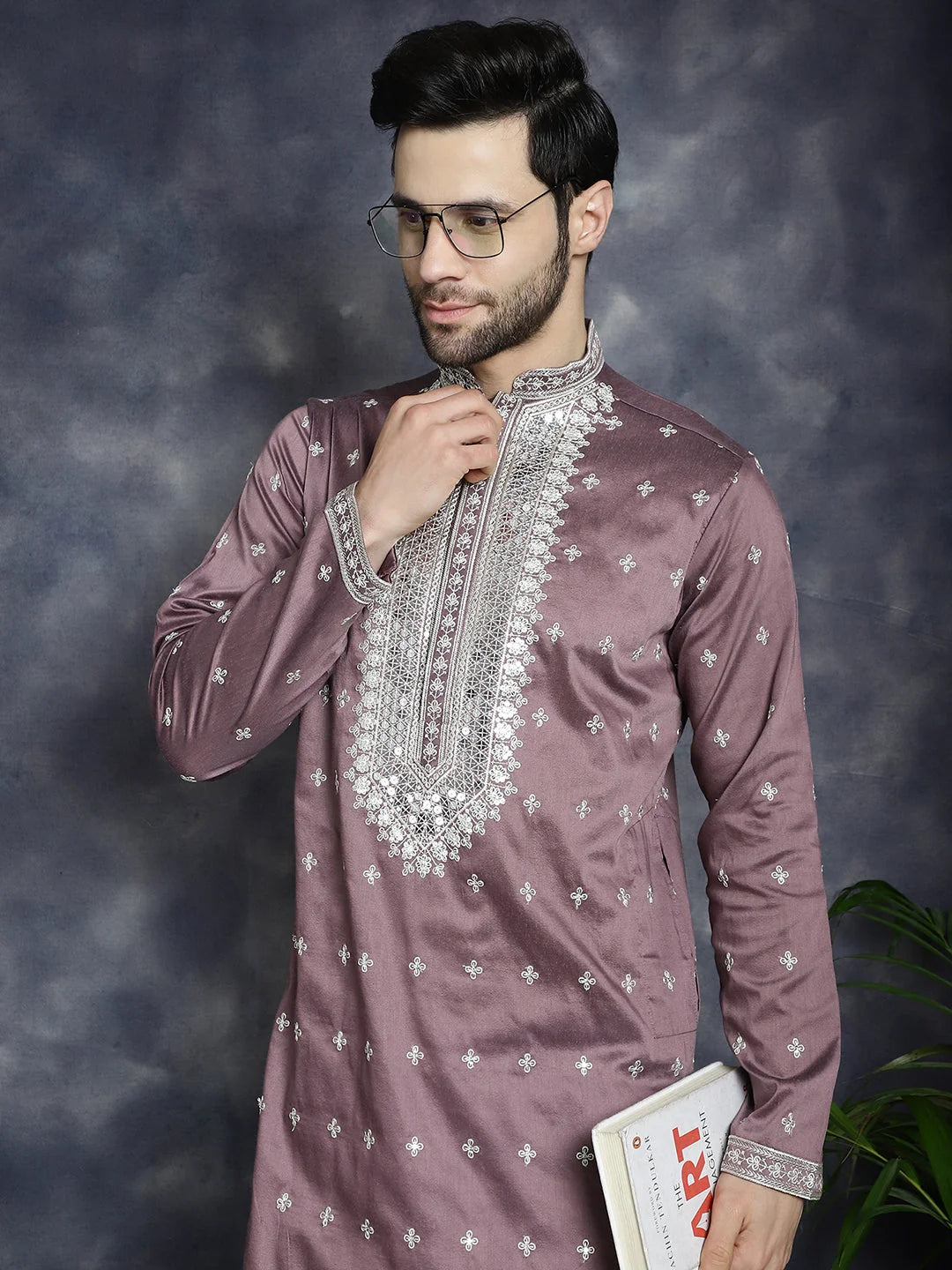 Magenta Sequin Kurta for Men | Indian Wedding Kurta