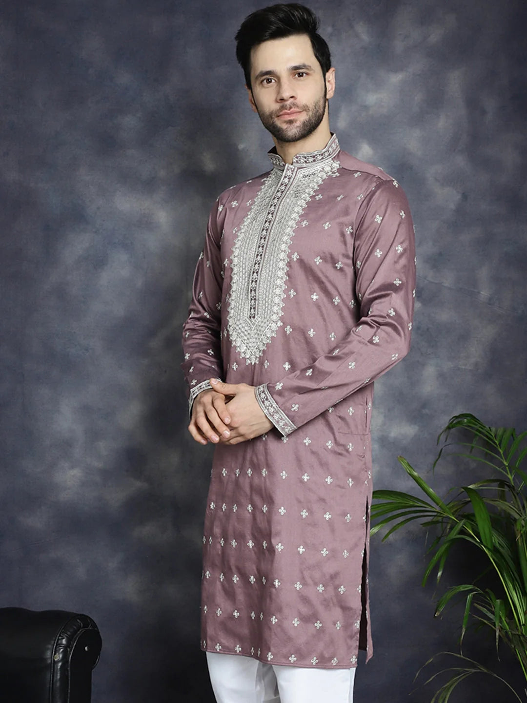 Magenta Sequin Kurta for Men | Indian Wedding Kurta