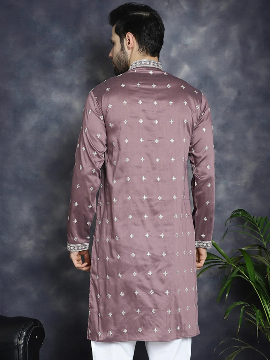 Magenta Sequin Kurta for Men | Indian Wedding Kurta
