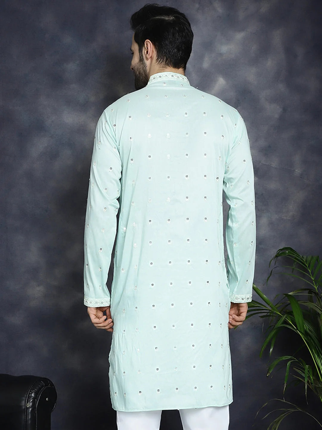 Men's Chikankari Kurta - Indian Kurta for Men, Cotton Fabric