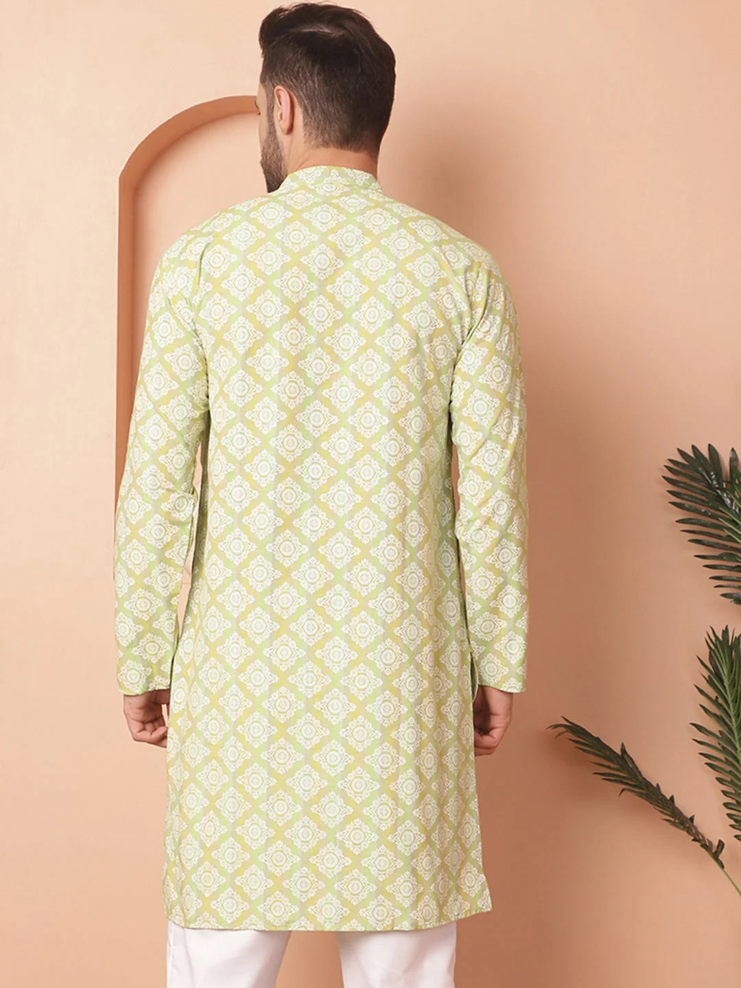 Green Floral Mens Kurta - Indian Kurta for Men Online