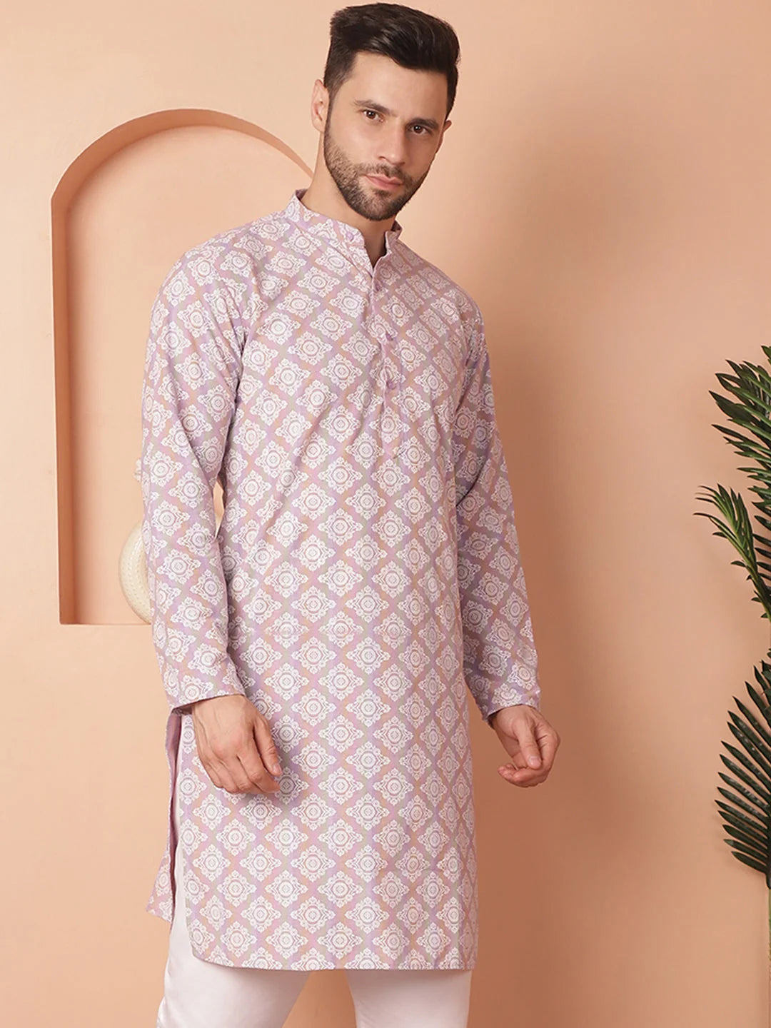 Purple Floral Mens Kurta - Indian Kurta for Men Online