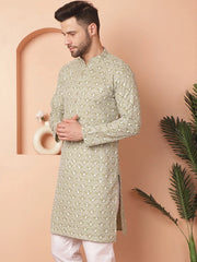 Chikankari Pure Cotton Kurtas-KO-5041Green