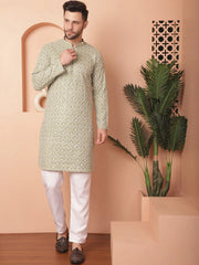 Chikankari Pure Cotton Kurtas-KO-5041Green