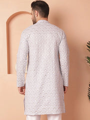Chikankari Pure Cotton Kurtas-KO-5041Grey