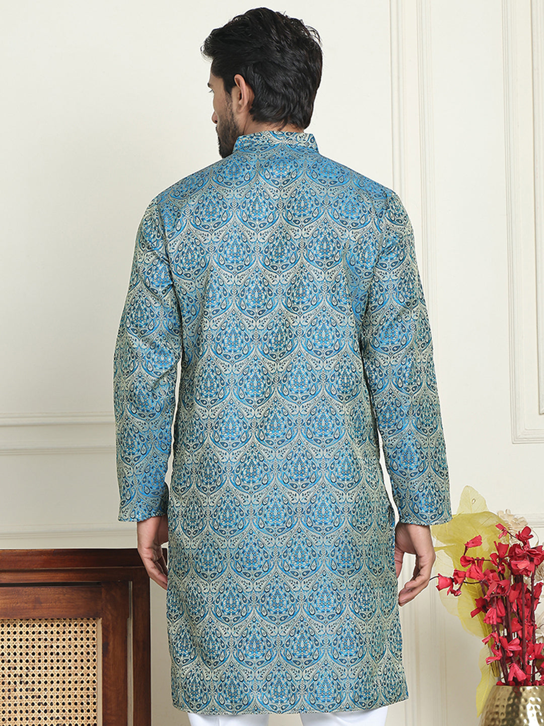 DesiQlo Men Woven Design Kurta Only - Blue - KO_5043Blue_S