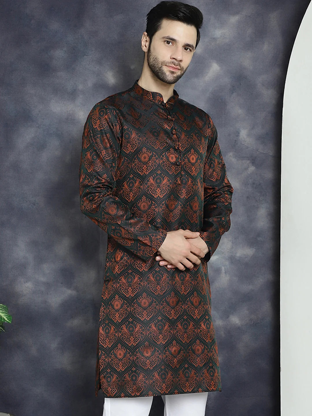 Bronze Silk Blend Mens Kurta | Indian Kurta for Men