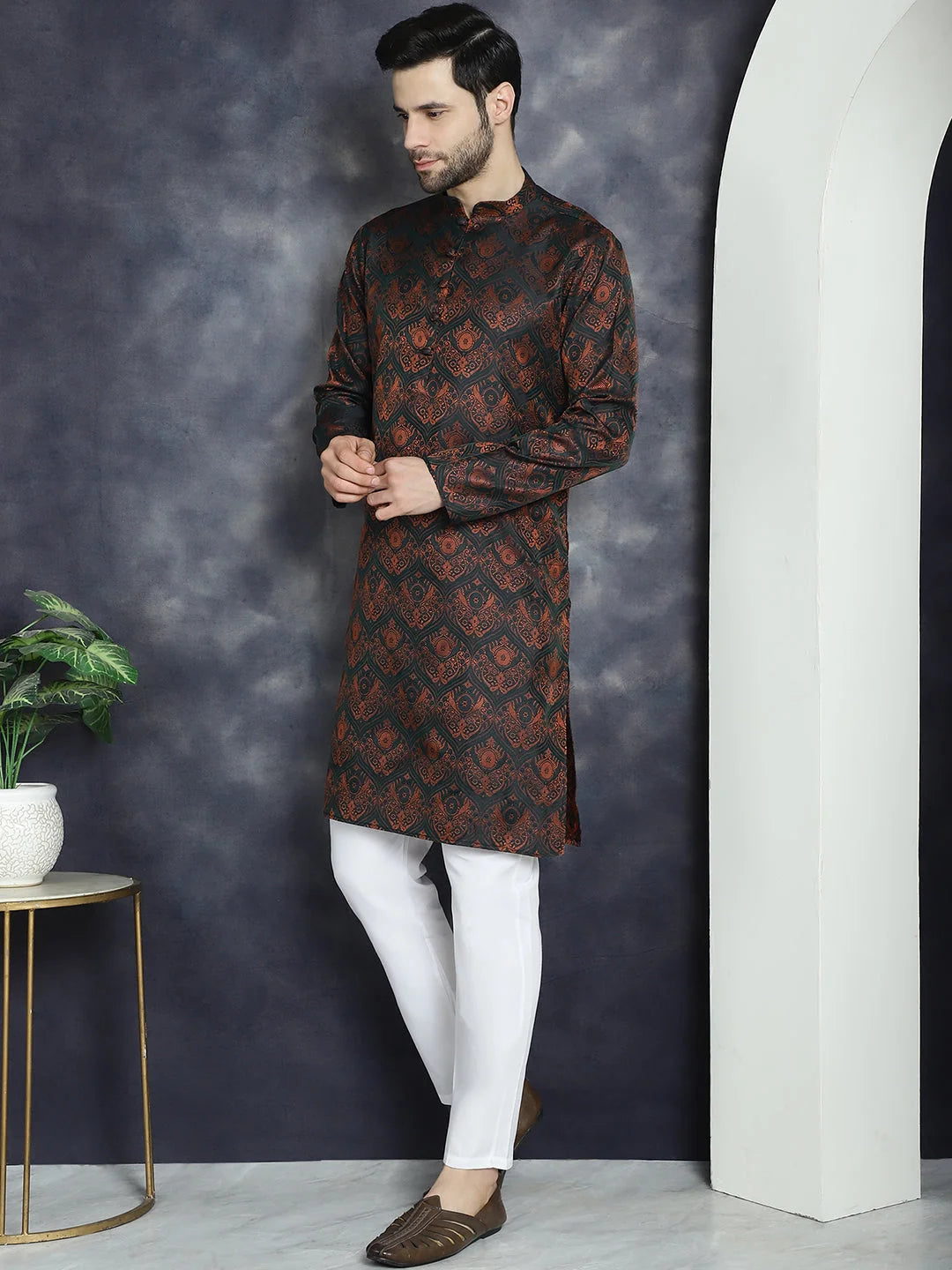 Bronze Silk Blend Mens Kurta | Indian Kurta for Men