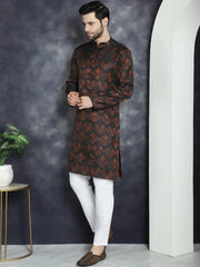 Men Bronze Silk Blend Straight Kurtas ( KO 5043Bronze )