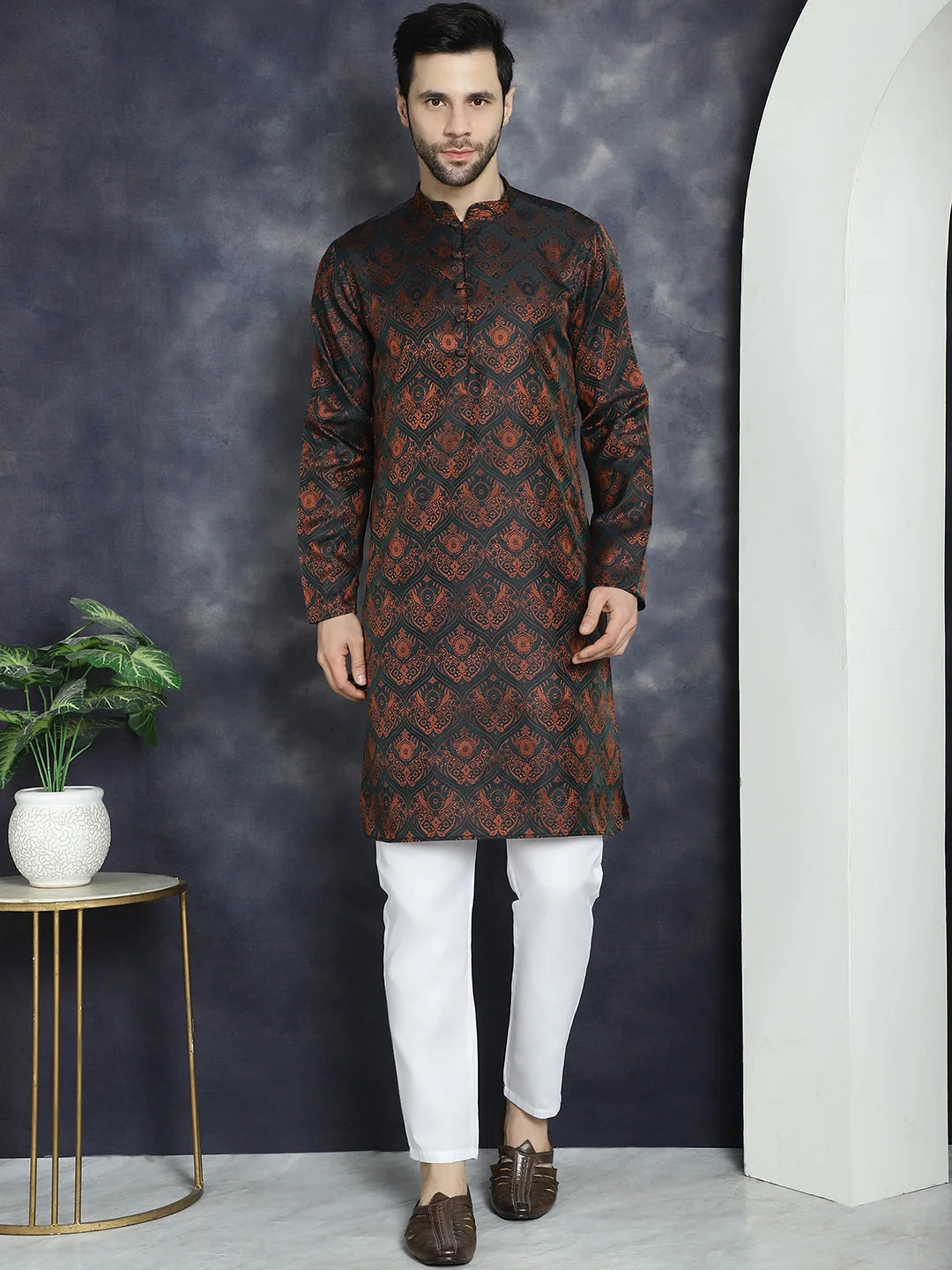Bronze Silk Blend Mens Kurta | Indian Kurta for Men