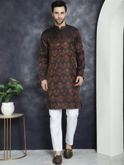 Men Bronze Silk Blend Straight Kurtas ( KO 5043Bronze )