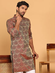 Men's Silk Blend Straight Kurtas ( KO 5043 Maroon ) [FF] [A-18-19]