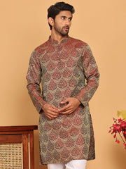 Men's Silk Blend Straight Kurtas ( KO 5043 Maroon ) [FF] [A-18-19]