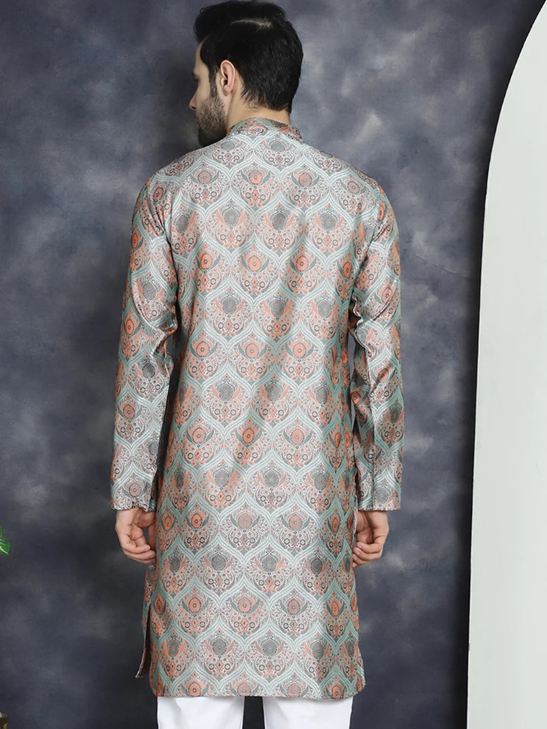 Silver Silk Kurta for Men: Straight Indian Kurta Collection