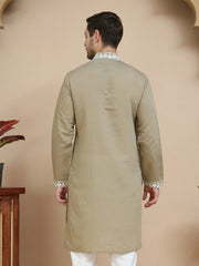 Men's Embroidered Kurtas ( KO 5045 Brown )