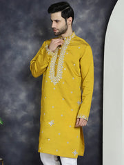 Men's Embroidered Kurtas ( KO 5045Mustard )