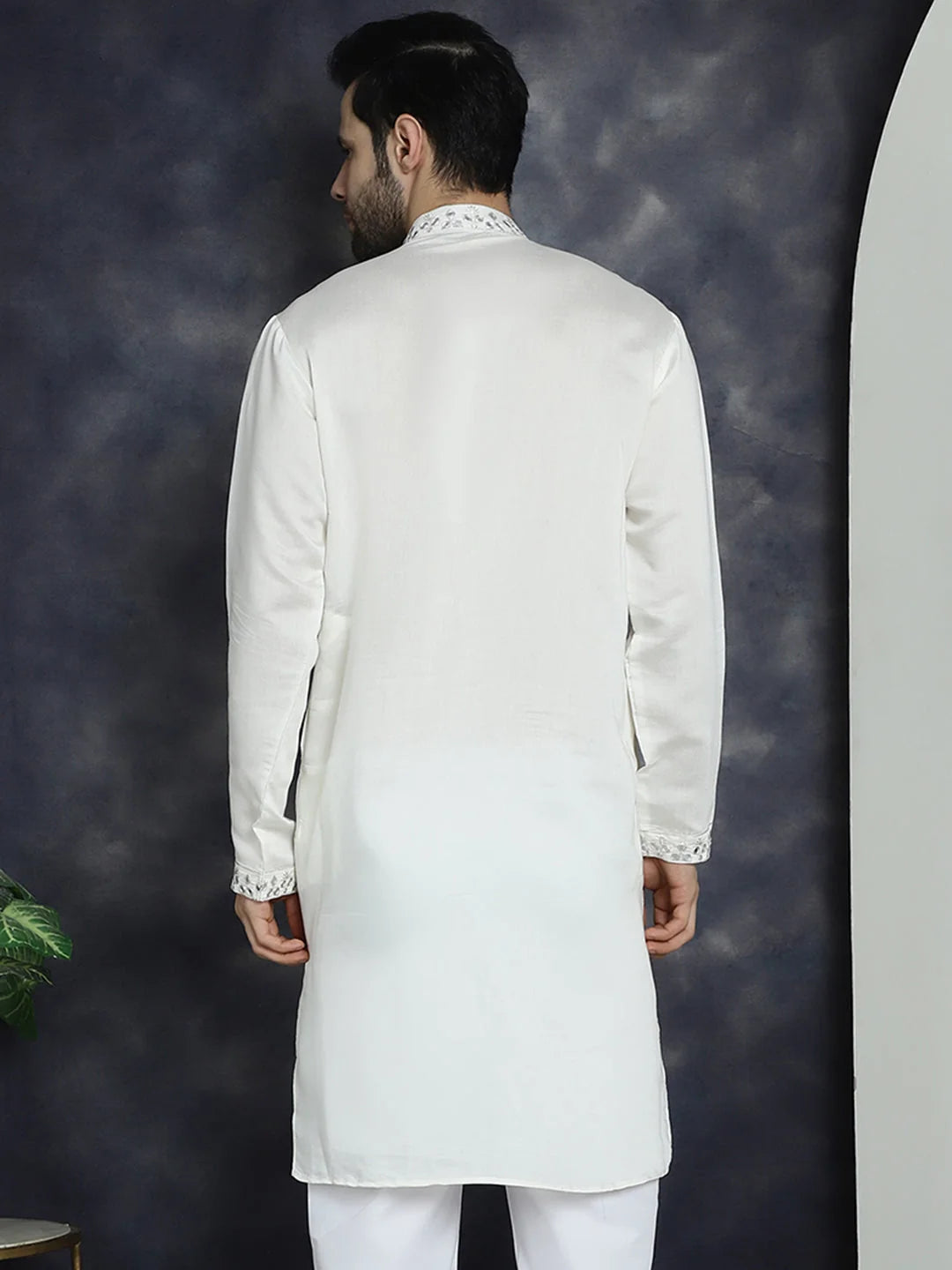 White Indian Kurta for Men: Embroidered Men's Kurta Online