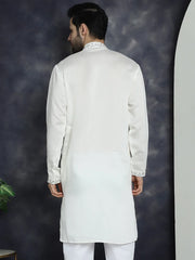 Men's Embroidered Kurtas ( KO 5045White )