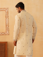 Men's Sequins Embroidered Kurtas-KO-5046Cream