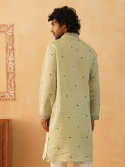 Men's Sequins Embroidered Kurtas-KO-5046Pista