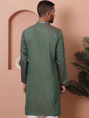 Men's Sequins Embroidered Kurtas-KO-5047Sea-Green