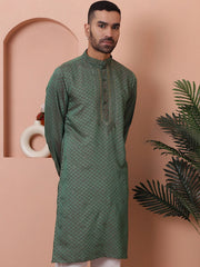 Men's Sequins Embroidered Kurtas-KO-5047Sea-Green
