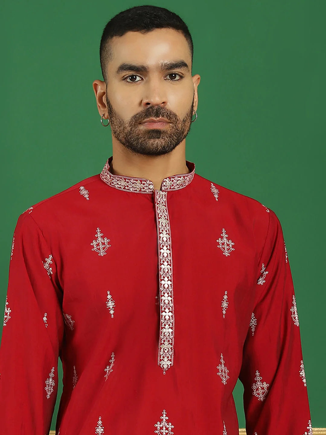 Maroon Men's Kurta: Silk Cotton Indian Kurta for Men