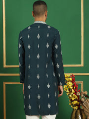 Men's Geometric Printed Kurtas-KO-5048Teal