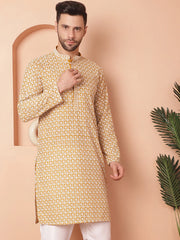 Chikankari Pure Cotton Kurtas-KO-5049Mustard