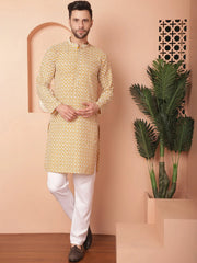 Chikankari Pure Cotton Kurtas-KO-5049Mustard