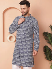 Chikankari Pure Cotton Kurtas-KO-5049Navy