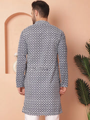 Chikankari Pure Cotton Kurtas-KO-5049Navy
