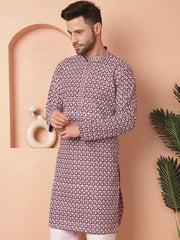 Chikankari Pure Cotton Kurtas-KO-5049Purple