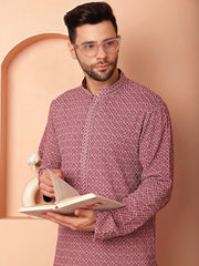 Men's Magenta Embroidered and Sequence Kurtas-KO-5052Magenta