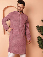 Men's Magenta Embroidered and Sequence Kurtas-KO-5052Magenta
