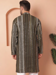 Men's Mirror Work Kurtas-KO-5055Mehndi
