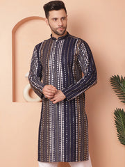 Men's Mirror Work Kurtas-KO-5055Navy