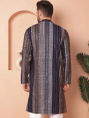 Men's Mirror Work Kurtas-KO-5055Navy