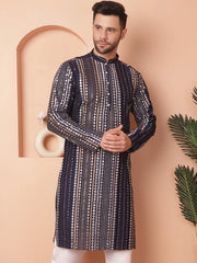 Men's Mirror Work Kurtas-KO-5055Navy