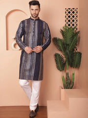 Men's Mirror Work Kurtas-KO-5055Navy