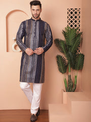 Men's Mirror Work Kurtas-KO-5055Navy