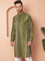 Men's Mirror Work Kurtas-KO-5055Olive