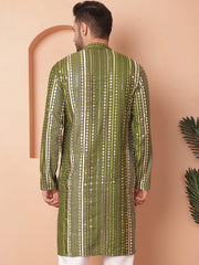 Men's Mirror Work Kurtas-KO-5055Olive