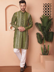 Men's Mirror Work Kurtas-KO-5055Olive